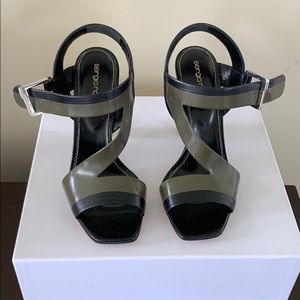 Sergio Rossi black/khaki sandals